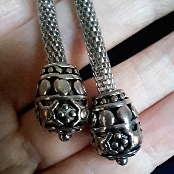 NEW WOMEN'S LARIAT NECKLACE AND EARRINGS SET SILVER PLATED WITH SLIDER - Picture 4 of 7